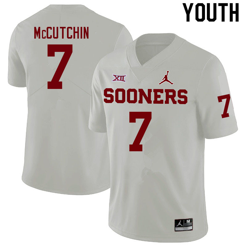 Youth #7 Latrell McCutchin Oklahoma Sooners College Football Jerseys Sale-White - Click Image to Close